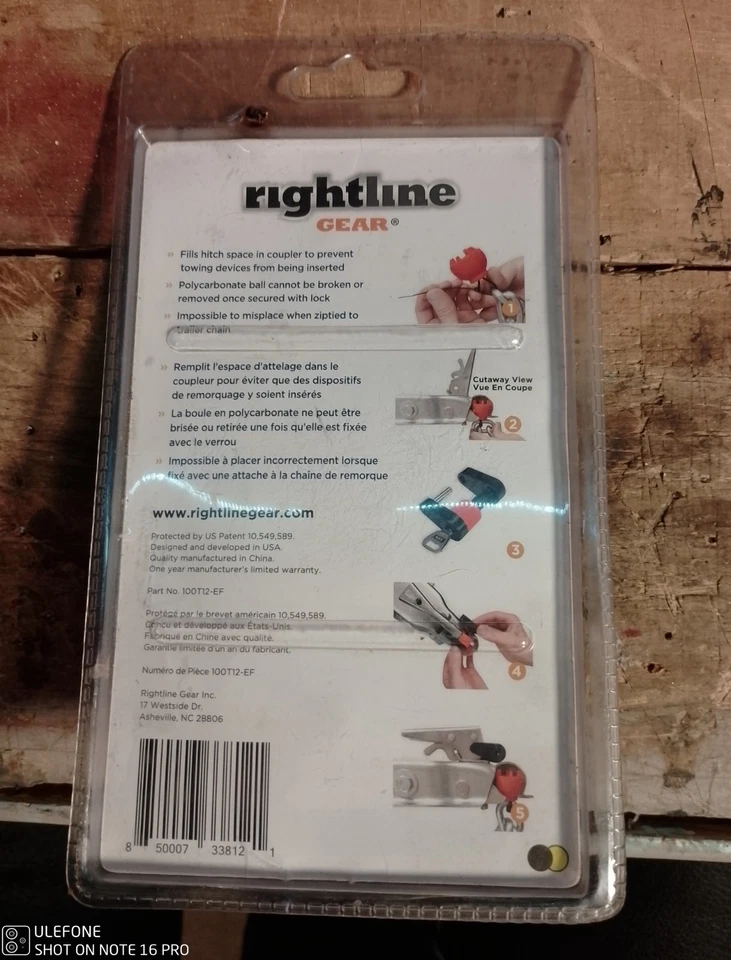 "Remolque antirrobo Rightline Gear acoplador bola y cerradura se adapta a 1 7/8"" y 2""" Foto 2 de 2
