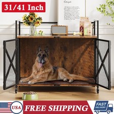 31/41 Inch Heavy Duty Dog Crate Furniture Dog Cage Double Door Kennel End Table