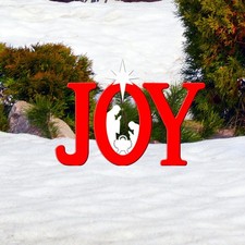 Outdoor Joy Nativity Set Xmas Decorations Landscape Acrylic Silhouettes Red 3