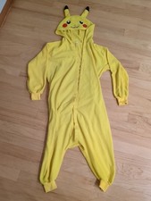 Pokemon Pikachu Adult Costume One Piece Pajamas Unisex Yellow - Small