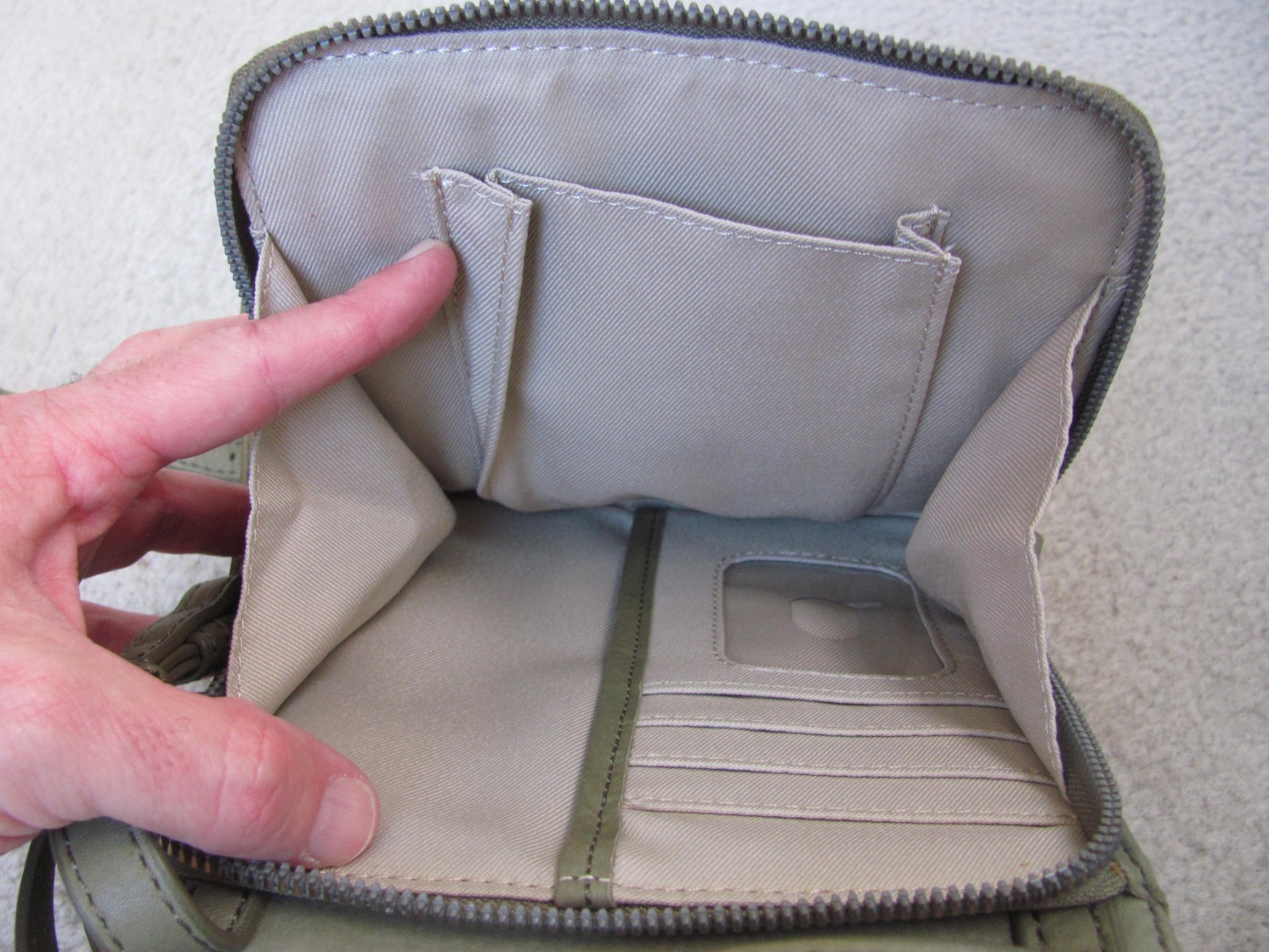 American Leather Co. Olive Green Leather Cross-Body Handbag/Purse