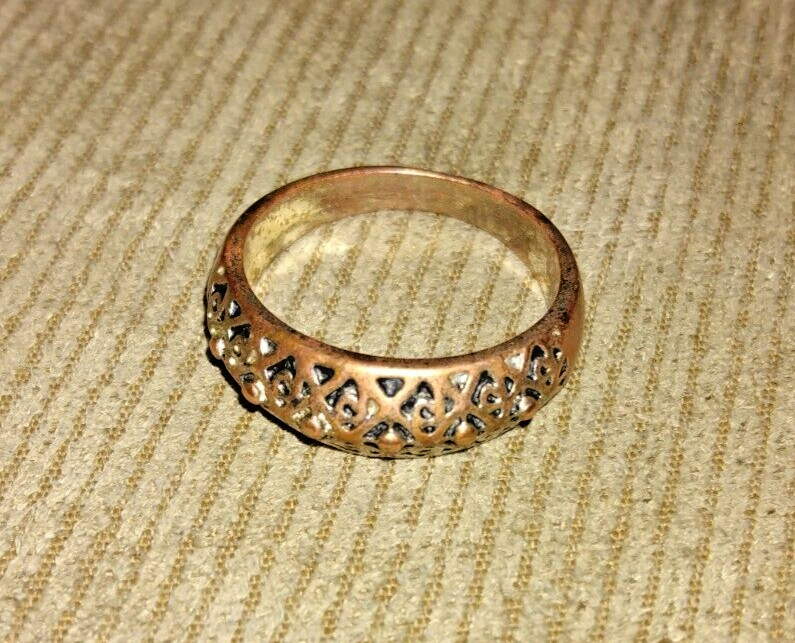 VINTAGE COPPER? OPENWORK OVER SOLID RING BAND 60s… - image 2
