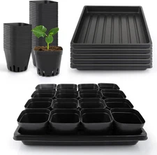 80Pcs 2.5Inch Square Nursery Pots with 5Pcs Seed Starting Trays, Seed Starter Tr