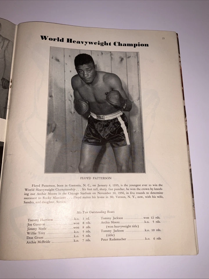 Madison Square Garden Boxing Magazine Program: Floyd Paterson Archie Moore 1958 - Image 2 of 4