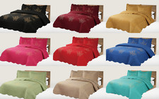 New Versatil 3pc Solid Double Stitched Butterfly Embroidery Bedroom Spread Quilt