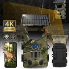 WiFi Bluetooth 4K 60MP Trail Camera Solar Hunting Wildlife Cam Night Vision IP66