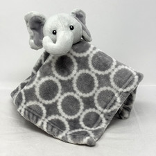 HUDSON BABY HB Gray Elephant Lovey Plush White Circles Security Blanket EUC