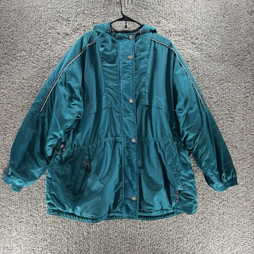 Vintage 90s Starter Jacket Womens XL Blue Full Zip Parka Winter Coat 1990s Nylon