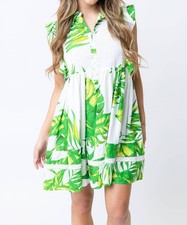 Karlie Palm Leaf Tier Dress Size L
