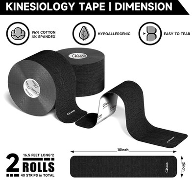 CKeep Kinesiologie-Tape (2 Rollen), Original elastisches Premium-Sporttape aus B