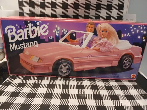 Barbie Mustang Pink 1993 Vintage Car Brand NEW, Box is rough yet functional
