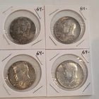 1964 Kennedy Half Dollar Silver Coins Lot of 4 Circulated 50C