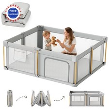 Foldable Baby Playpen 71x59 with Mat Portable Design Collapsible Play Yard Fence