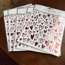 Valentine paper crafts Retro Foil Heart Stickers 80pc 6 sheets