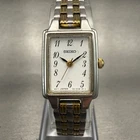 Seiko Watch Women 16mm White Dial Two Tone Rectangle 1N01-0FH0 New Battery