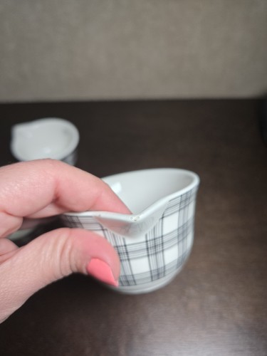 Set 4 Robert Stanley Black White Plaid Porcelain Measuring Cup Baking See Pics - Picture 7 of 17
