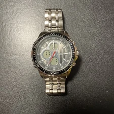 ELGIN MZB Chronograph Diver Watch Silver Tone Analog and Digital New Battery