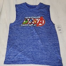 Marvel Avengers Assemble Royal Blue/white Boys Tank Top Size Medium 10/12