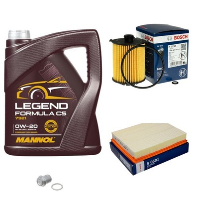 BOSCH Inspektionspaket 5 L MANNOL 0W-20 Legend Formula C5 für Volvo V40