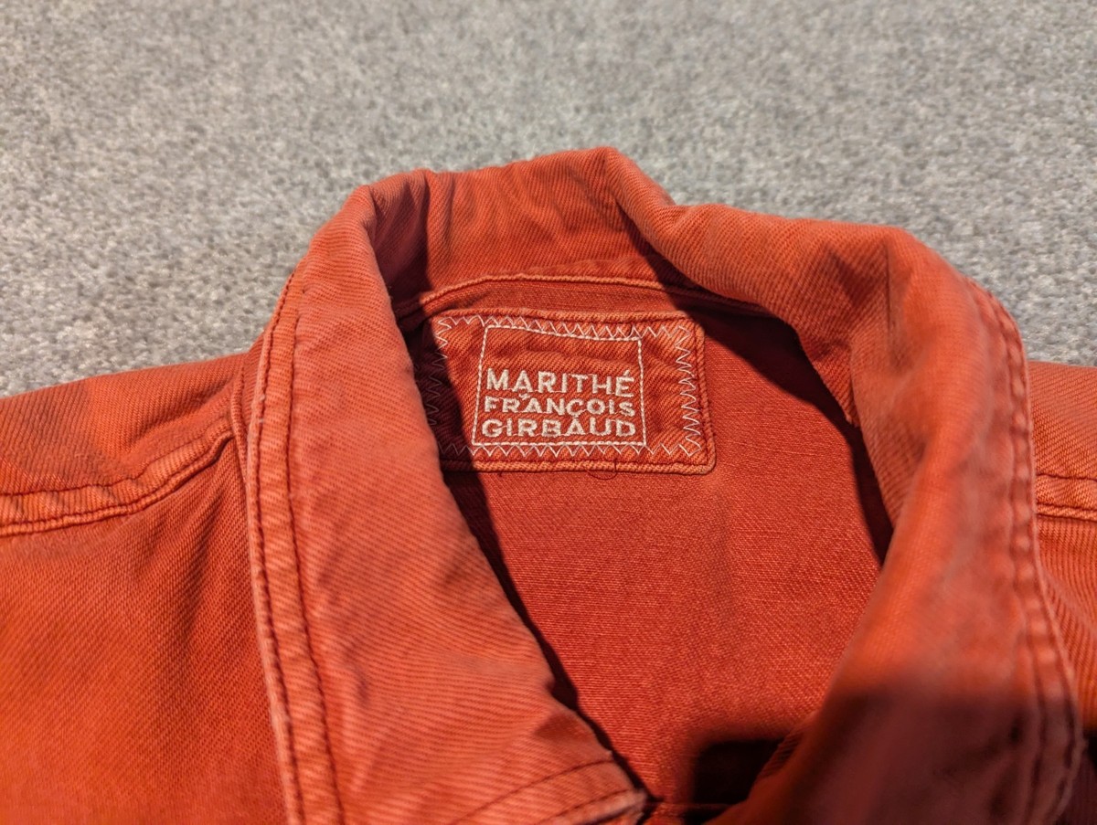 Marithe Francois Girbaud Denim Jacket Mens Large Orange 90s