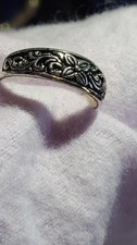 Beautiful Vintage sterling silver scroll floral band ring size 8