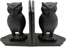 Comfy Hour Antique Vintage Cast Iron Owl Bookends, Set of 2 Heavy Black Bookend