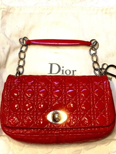 Christian Dior Red Quilted Leather One Shoulder Bag Used From Japan