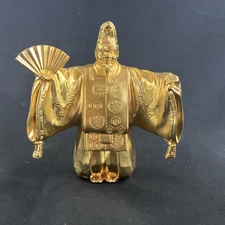 Copper Kabuki Figurine Vintage Japan Antique Doll Edo Metal 0.6kg okina