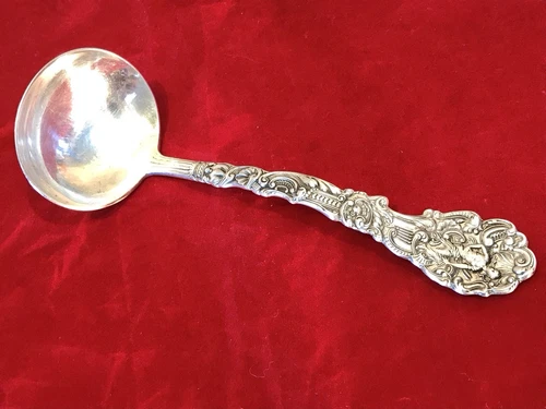 Hand Engraved USA ladle made by Gorham solid sterling silver 81.68 grams