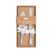Mud Pie Silver Metal Wedding Charm Cake Serving Set