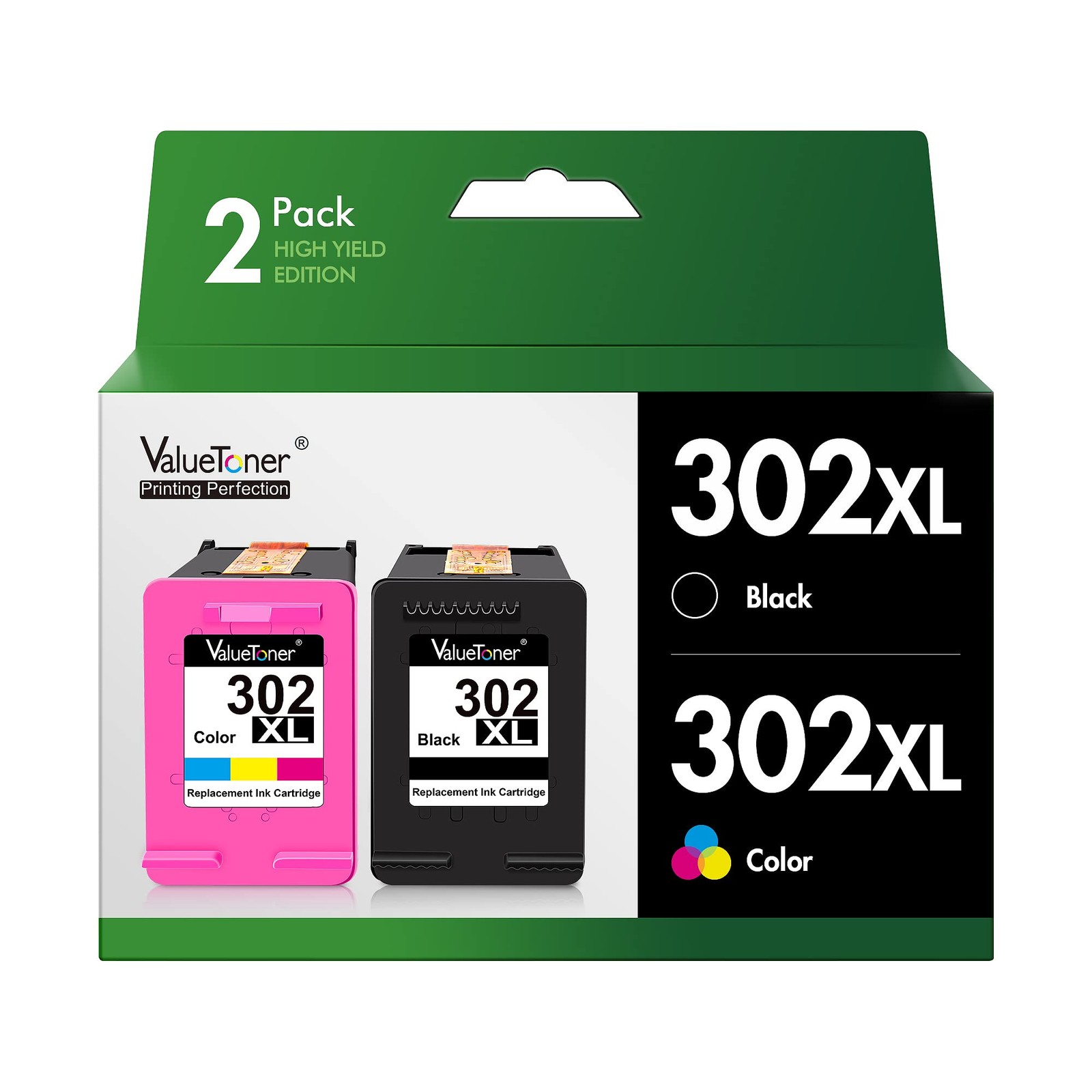 Pack 302XL remanufacturées cartouches jet d'encre haute capacité noir couleur