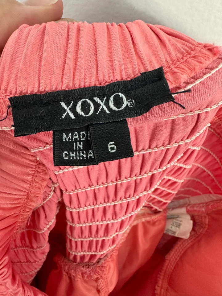 Vestido XOXO Sin Tirantes 6 Rosa Roseta Floral Novia Baile de graduación Cóctel Fiesta Y2K Foto 3 de 4