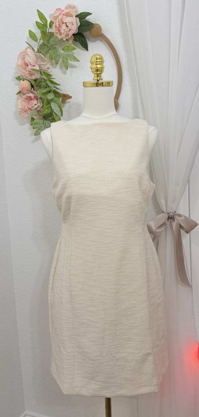 MNG Mango Cream Tweed Sheath Dress Size 8 - NEW With Tags!