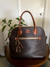 Dooney  Bourke Pebble Grain Brown Leather Domed Satchel Purse Authentic