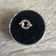 14K Yellow Gold & Silver Nail Circle Charm w/...