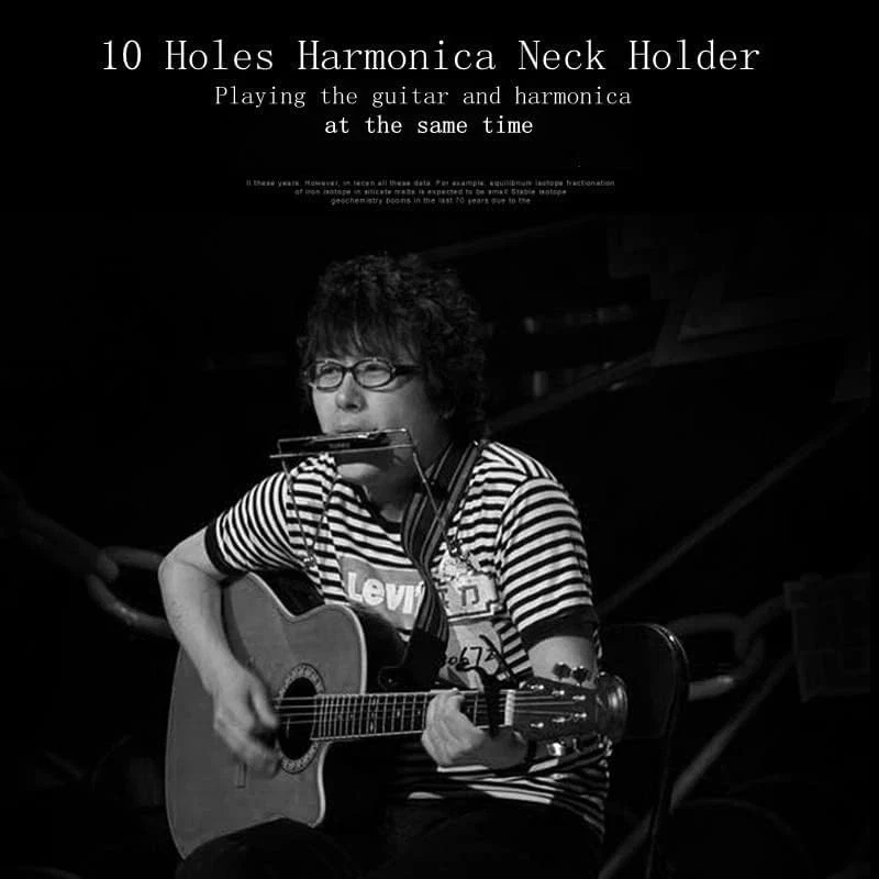 Harmonica Holder Neck Holder Stand, Mouth Organ Metal Frame Adjustable for 10 Ho - Image 3 of 4