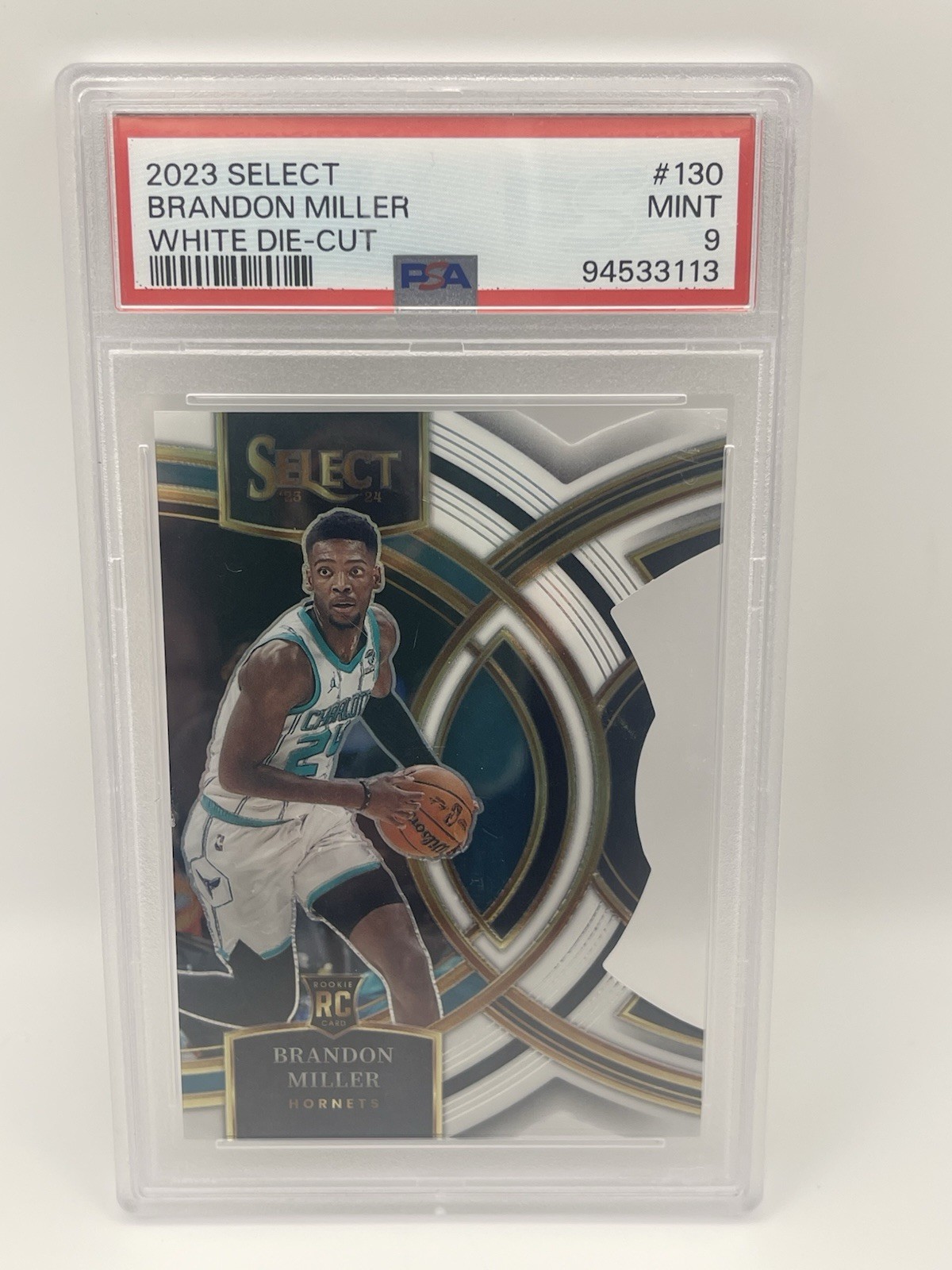 2023-24 Panini Select Brandon Miller #130 White Prizm Die-Cut PSA 9 /149 (RC)