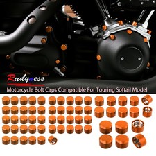 Quick Release Orange Engine Bolt Caps Cover For Harley Touring Softail 2018-2024