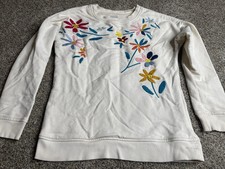 Hanna Andersson Crew Neck Sweater Embroidered Floral Cotton Girls Size 10