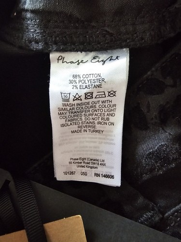 Phase Eight Flocked Jeans Black Size 8 Rose Flocked Skinny New With Tags Rrp £79 - Picture 10 of 10