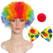 Clown Costume Clown Wig Red Nose Accessories for Halloween Parties Decorations