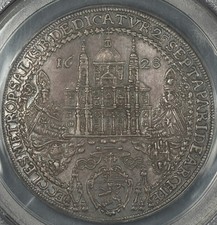 1628 PCGS AU58 AUSTRIAN STATES SALZBURG 1/2 THALER KM-141 DEDICATION CATHEDRAL
