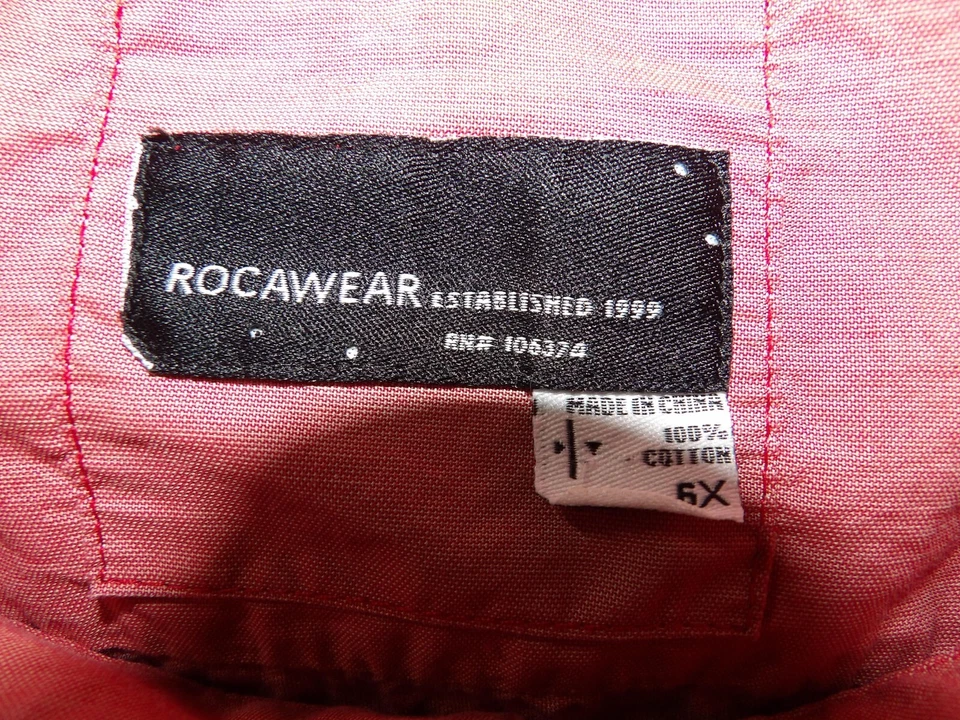 Roca Wear Mens 6X Red Shirt Button Up Casual Pockets Collared Y2K Hip Hop - Image 2 of 4