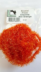 3yd sparkly chenille hareline krystal med bright flash orange body