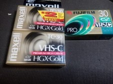 MIXED LOT OF 3 VHS-C TAPES 2 X MAXELL HGX-GOLD 1 X FUJIFILM PRO