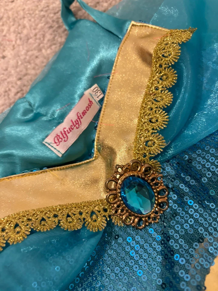 Girls Princess Jasmine Costume Halloween Party Dress Up for girl With Crown Wand - Image 2 of 4