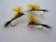 1 DZ D16-1 HI-VIZ PARACHUTE GREEN DRAKE EMERGER'S (SIZES AVAILABLE), DRY FLIES