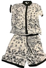 Shein Mens Black  White Paisley Short Set Size Small