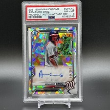 2021 Bowman Chrome Prospects Auto Atomic Refractor Armando Cruz RC /100 PSA 8