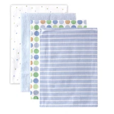 Luvable Friends Baby Boy Cotton Flannel Receiving Blankets, Blue Polka Dot
